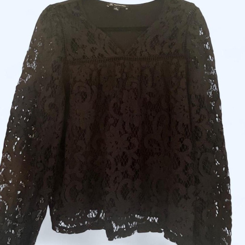 Romantic dark coquette whimsygoth practical magic black lace blouse INC size XL